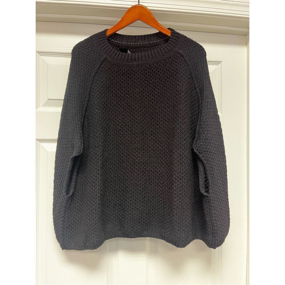 Alpaca Peru Black Cape Style Crewneck Pullover Sweater O/S EUC